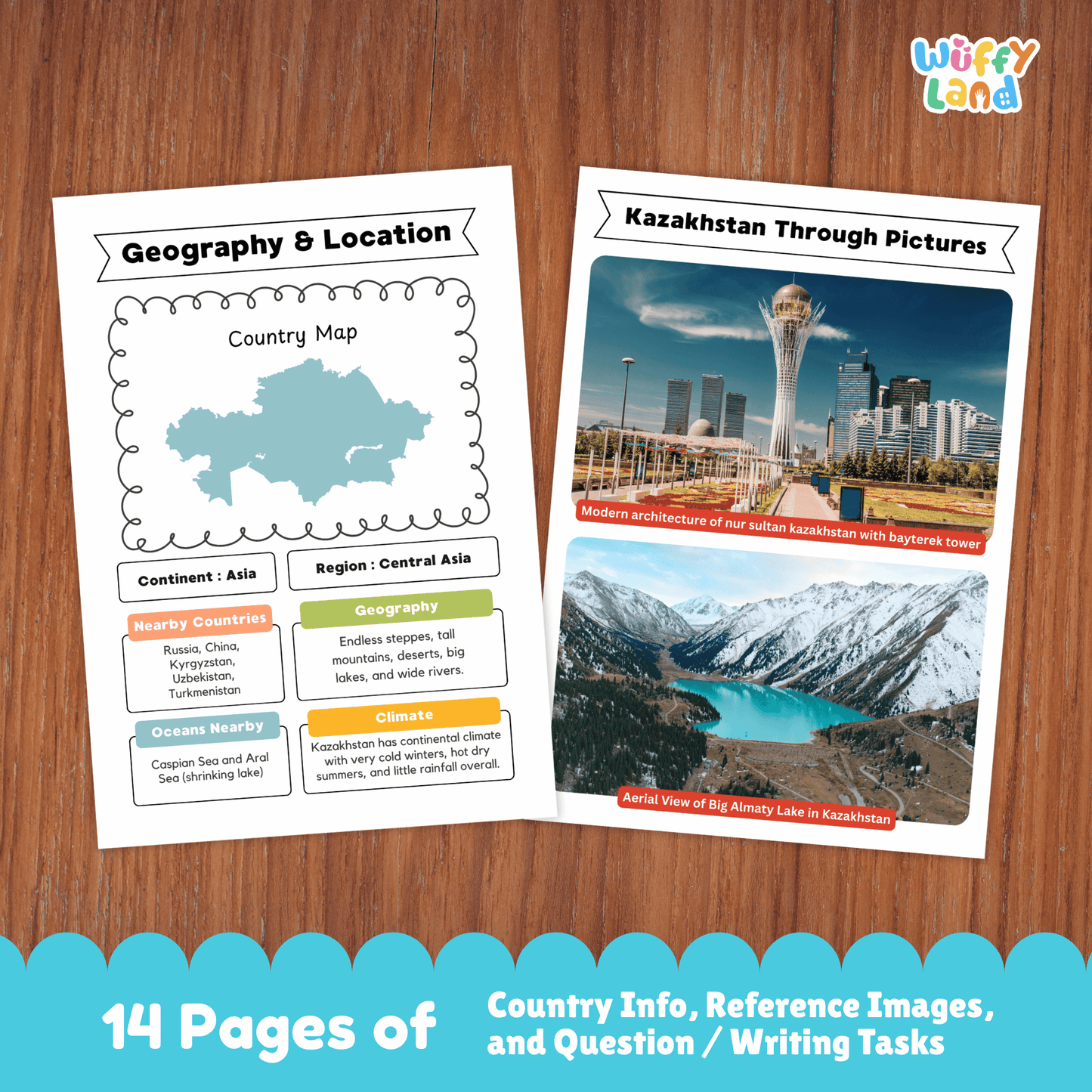 Kazakhstan Country Study | Central Asia Geography Research Project & Worksheets