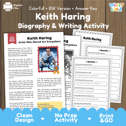 Keith Haring Biography Reading Passage and Writing Activity Worksheets
