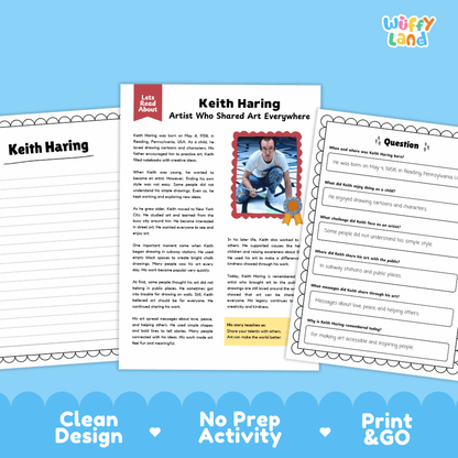 Keith Haring Biography Reading Passage and Writing Activity Worksheets