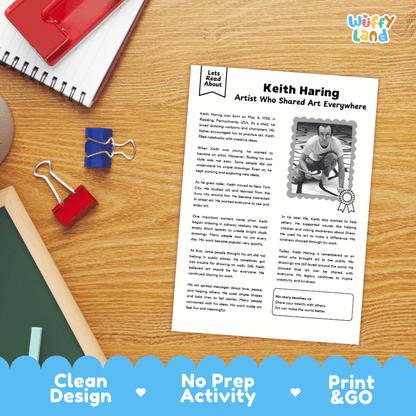 Keith Haring Biography Reading Passage and Writing Activity Worksheets