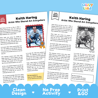 Keith Haring Biography Reading Passage and Writing Activity Worksheets