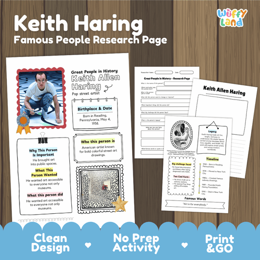 Keith Haring Famous People Biography Research Pages and Worksheets