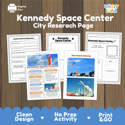 Kennedy Space Center Landmark Research Project Worksheets and Fact Page Activity