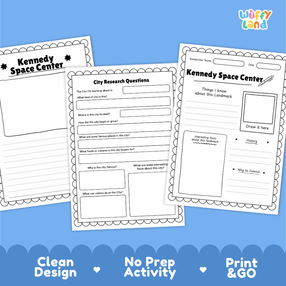Kennedy Space Center Landmark Research Project Worksheets and Fact Page Activity
