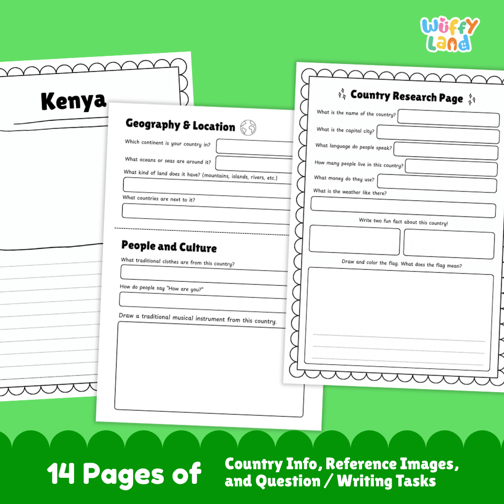 Kenya Country Research Project | Geography Worksheets and Writing Tasks