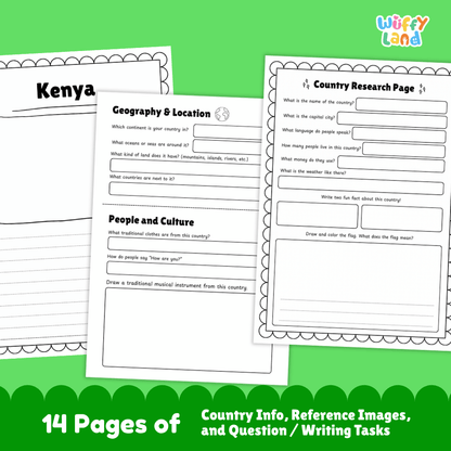 Kenya Country Research Project | Geography Worksheets and Writing Tasks