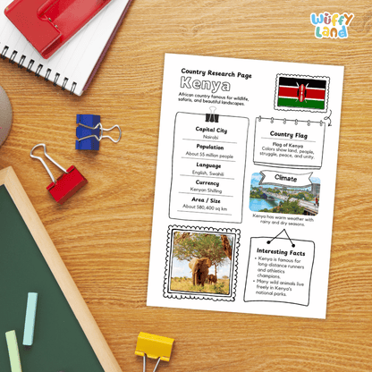 Kenya Country Research Project | Geography Worksheets and Writing Tasks