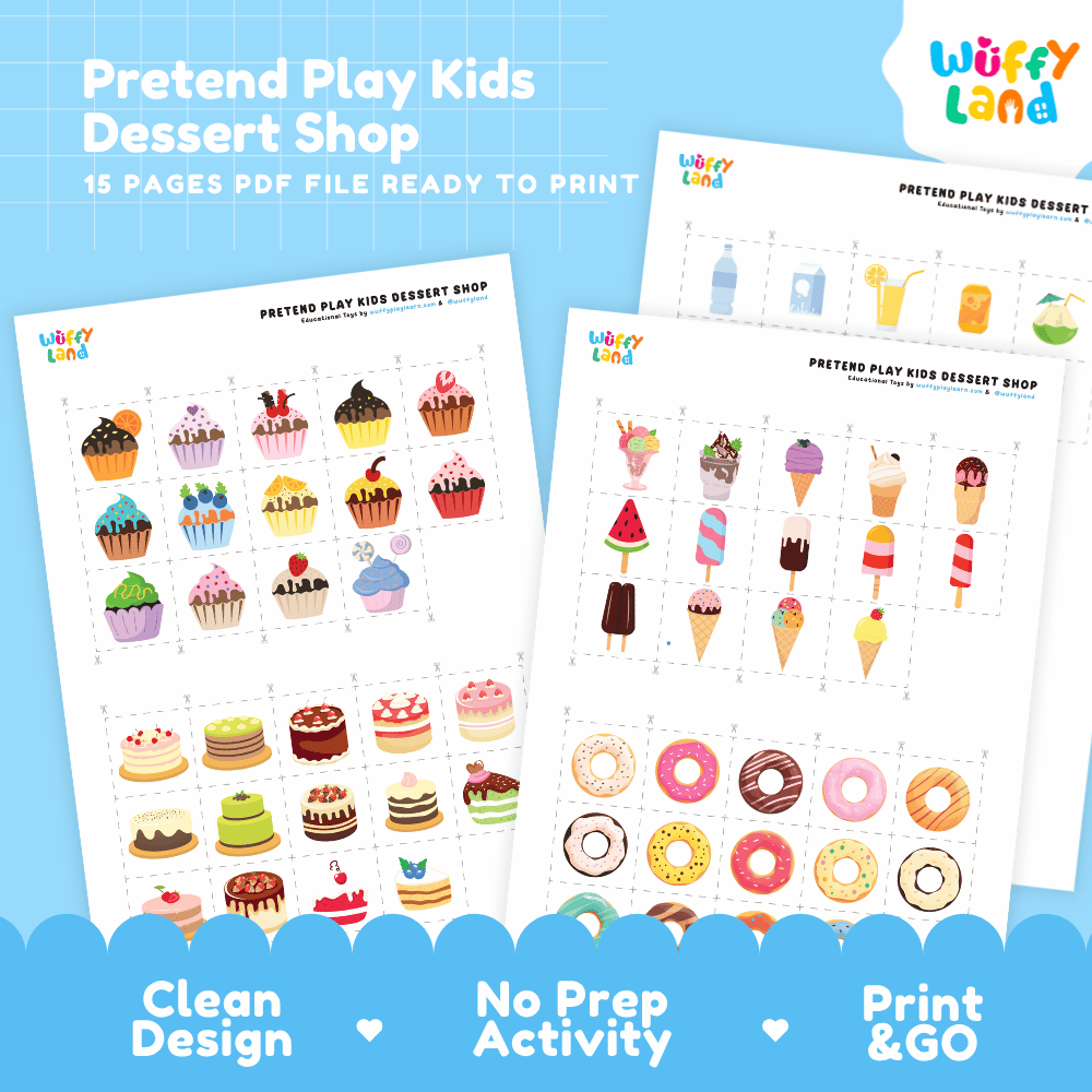 Kids Dessert Shop Dramatic Play Pretend Play Center Printable Activity