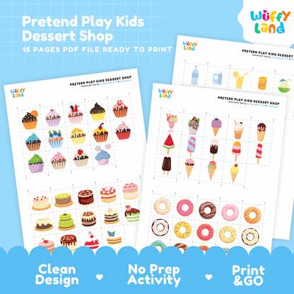 Kids Dessert Shop Dramatic Play Pretend Play Center Printable Activity