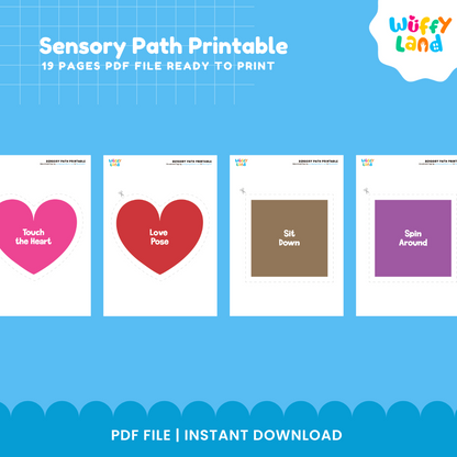 Kindergarten movement path activity printable with fun physical movement prompts for classroom or indoor active play