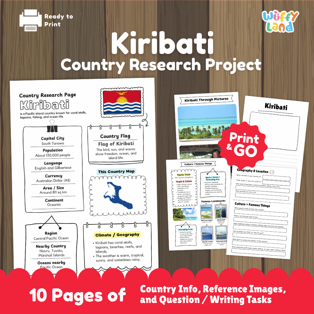 Kiribati Country Research Project Worksheets and Activity Pages