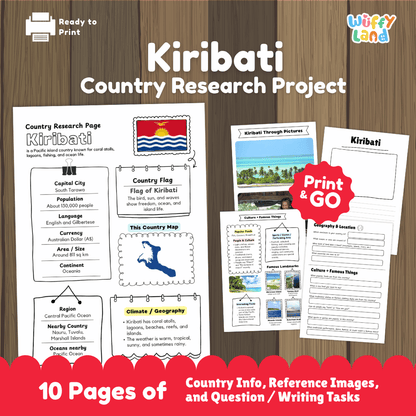 Kiribati Country Research Project Worksheets and Activity Pages