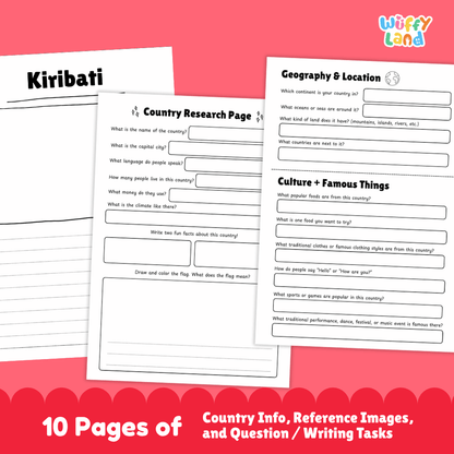 Kiribati Country Research Project Worksheets and Activity Pages