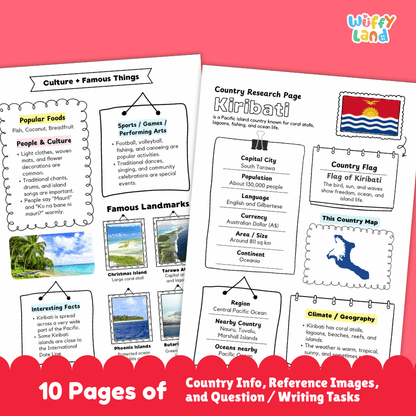 Kiribati Country Research Project Worksheets and Activity Pages