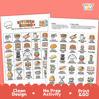 Kitchen BINGO Games Printable Cooking and Baking Vocabulary Activity Cards