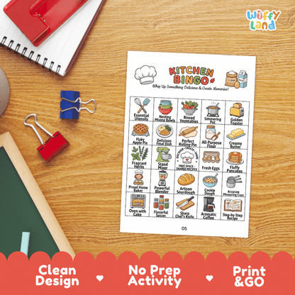 Kitchen BINGO Games Printable Cooking and Baking Vocabulary Activity Cards