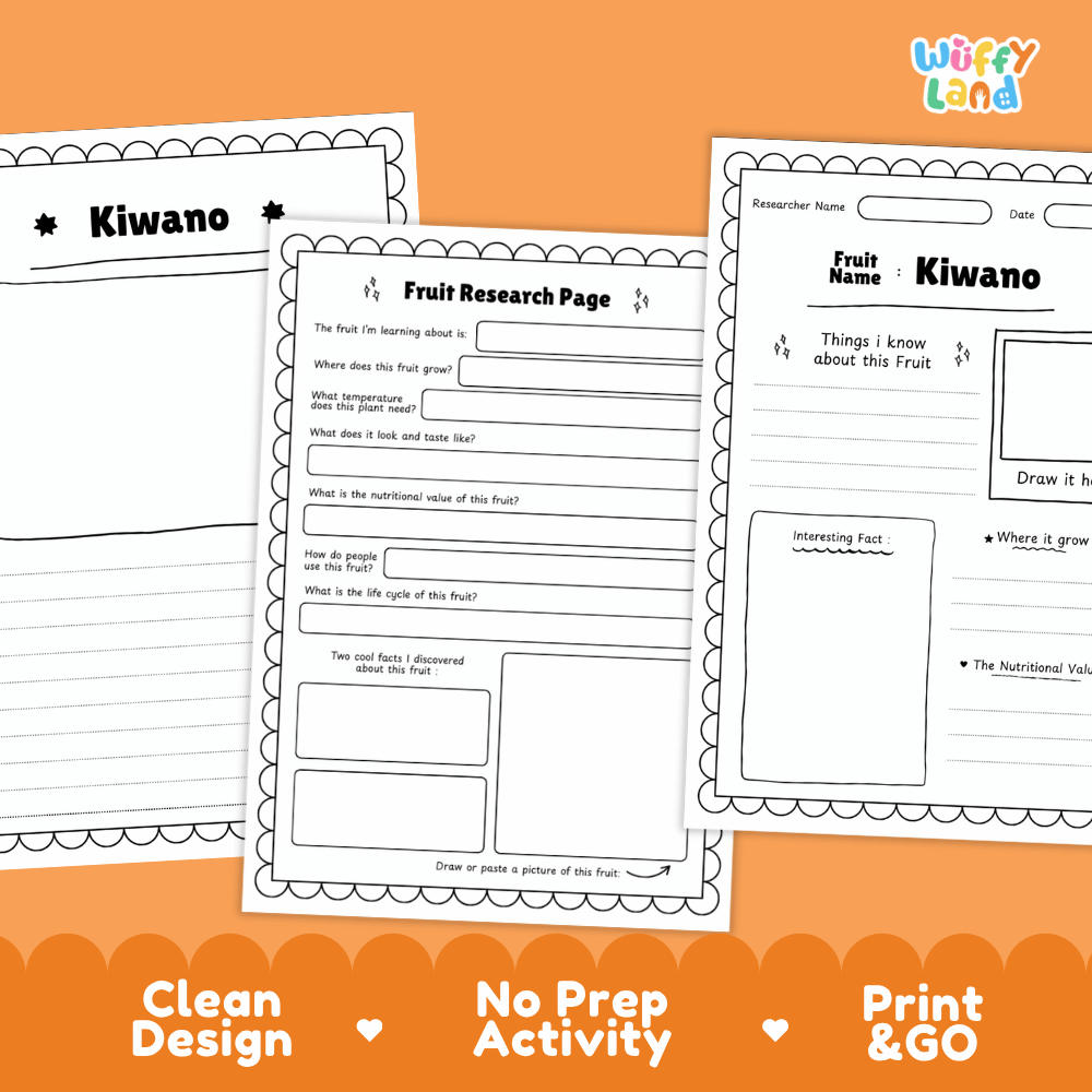 Kiwano Fruit Research Page Worksheets and Fact Sheet