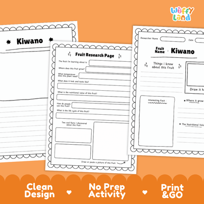 Kiwano Fruit Research Page Worksheets and Fact Sheet