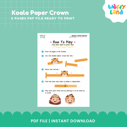 Koala Paper Crown Craft Printable Activity Worksheets