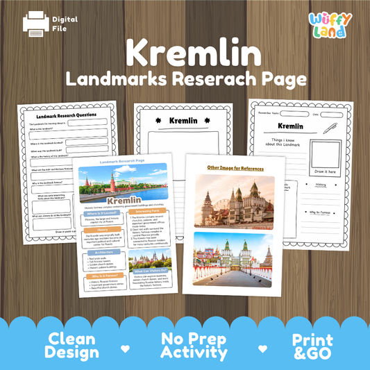 Kremlin Landmark Research Project Worksheets and Fact Sheet
