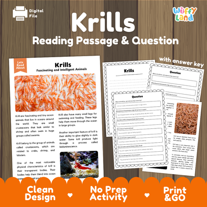 Krill Reading Passage and Comprehension Questions Worksheets