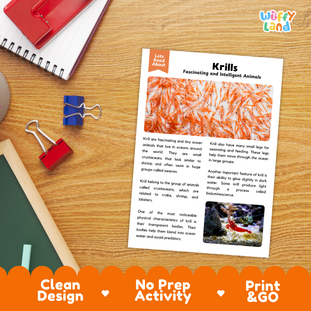 Krill Reading Passage and Comprehension Questions Worksheets