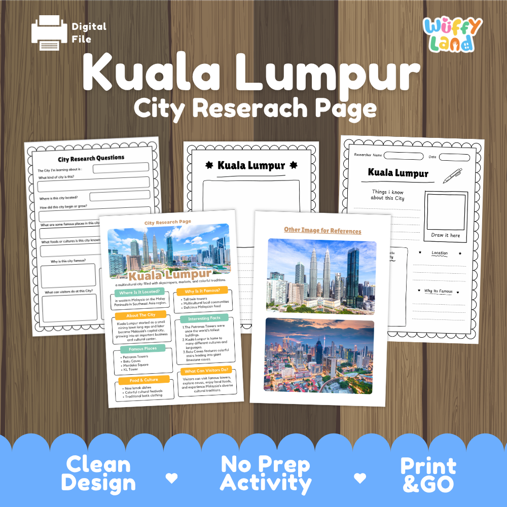 Kuala Lumpur City Research Page Worksheets and Fact Sheet Activity