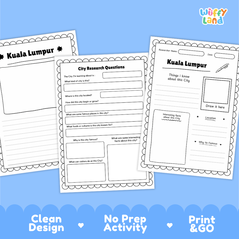 Kuala Lumpur City Research Page Worksheets and Fact Sheet Activity