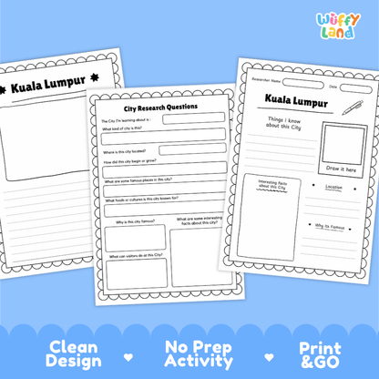 Kuala Lumpur City Research Page Worksheets and Fact Sheet Activity