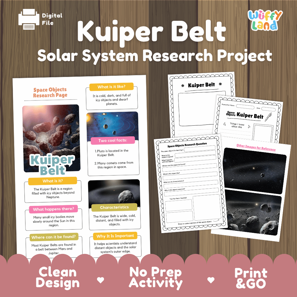 Kuiper Belt Solar System Research Project Worksheets and Fact Sheet