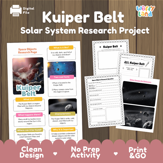 Kuiper Belt Solar System Research Project Worksheets and Fact Sheet
