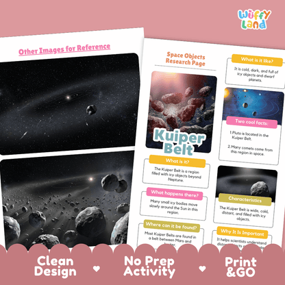 Kuiper Belt Solar System Research Project Worksheets and Fact Sheet