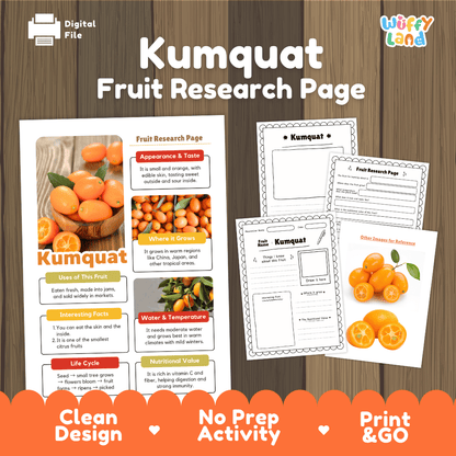 Kumquat Fruit Research Page Worksheets and Fact Sheet