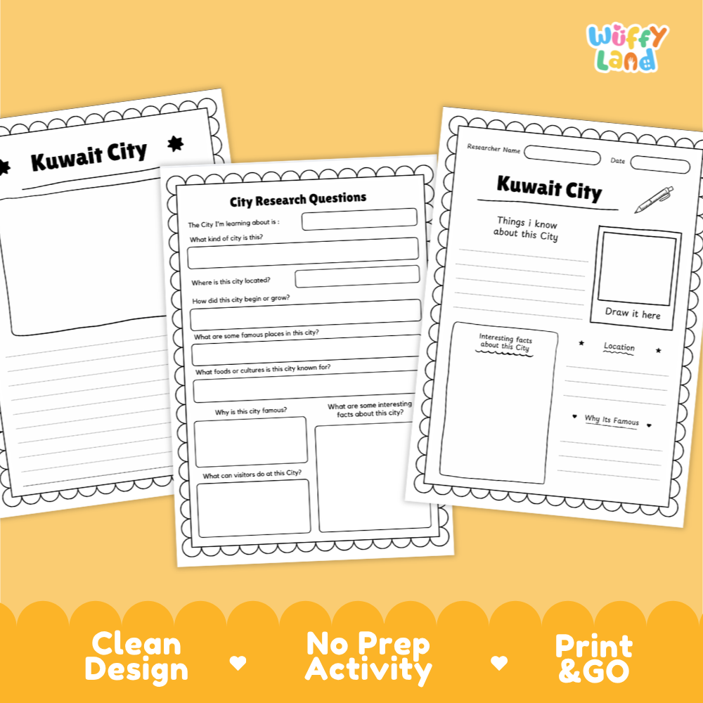 Kuwait City Research Worksheets and Fact Sheet