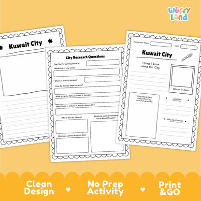 Kuwait City Research Worksheets and Fact Sheet