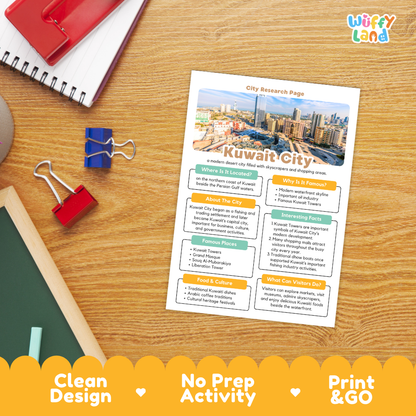 Kuwait City Research Worksheets and Fact Sheet