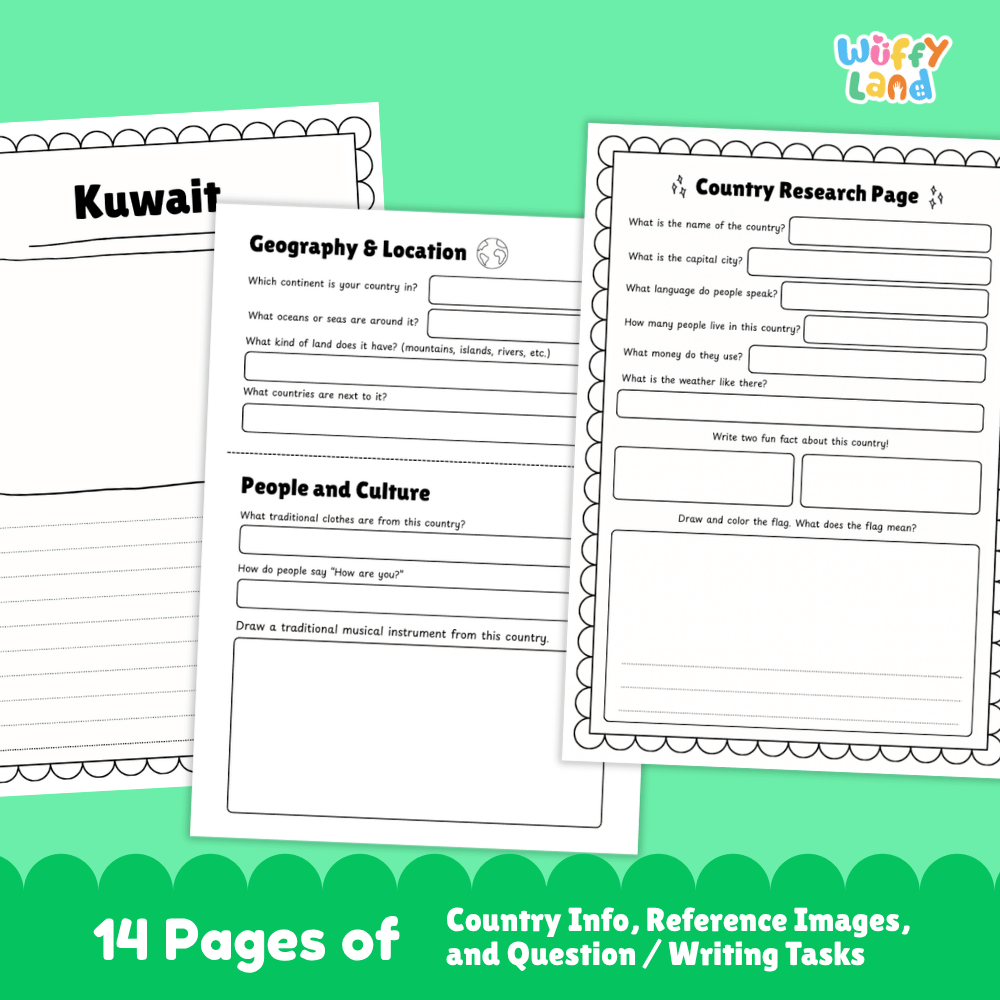 Kuwait Country Research Project Worksheets