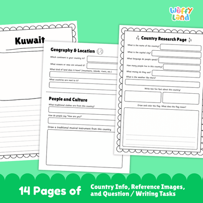 Kuwait Country Research Project Worksheets