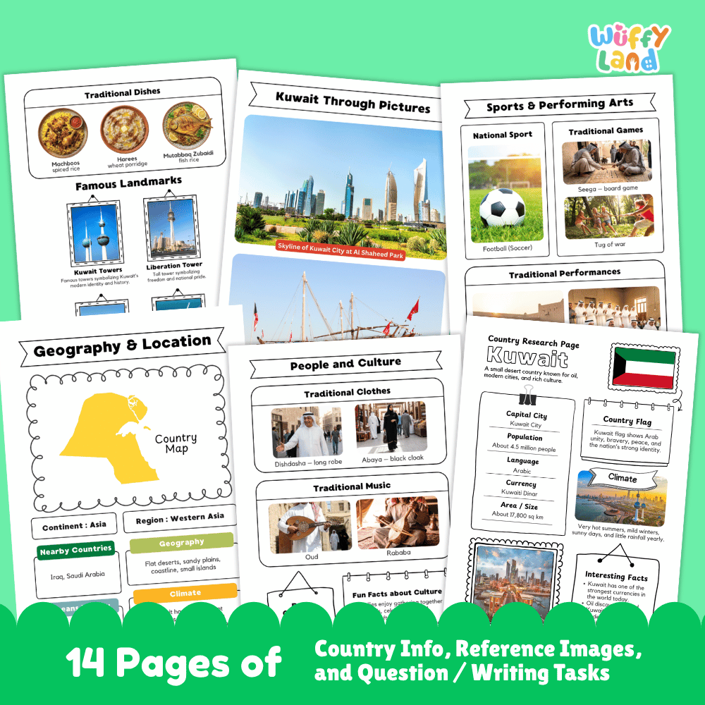 Kuwait Country Research Project Worksheets