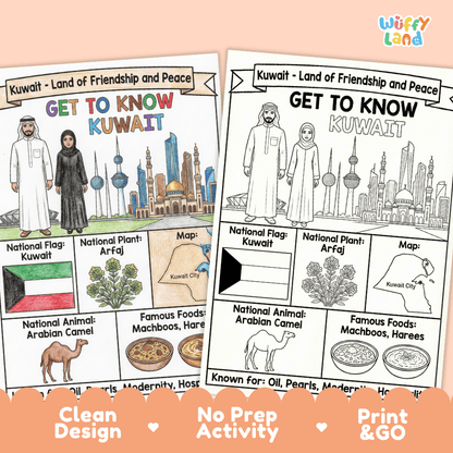 Kuwait Geography Coloring Poster Worksheets