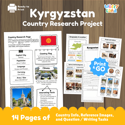 Kyrgyzstan Country Study | Central Asia Geography Research Project & Worksheets