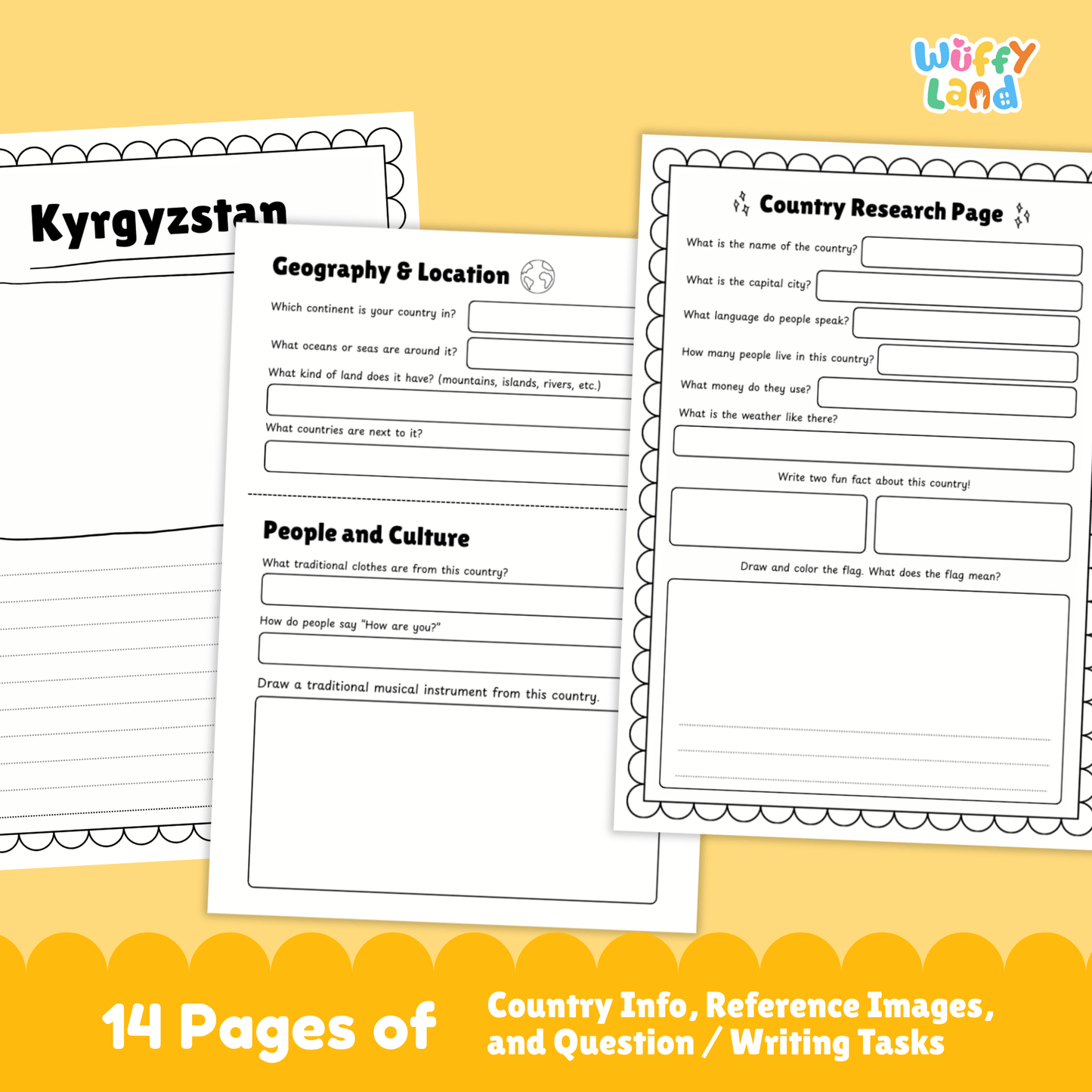 Kyrgyzstan Country Study | Central Asia Geography Research Project & Worksheets