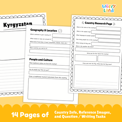Kyrgyzstan Country Study | Central Asia Geography Research Project & Worksheets