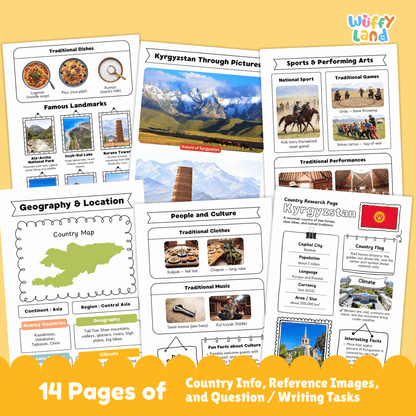 Kyrgyzstan Country Study | Central Asia Geography Research Project & Worksheets
