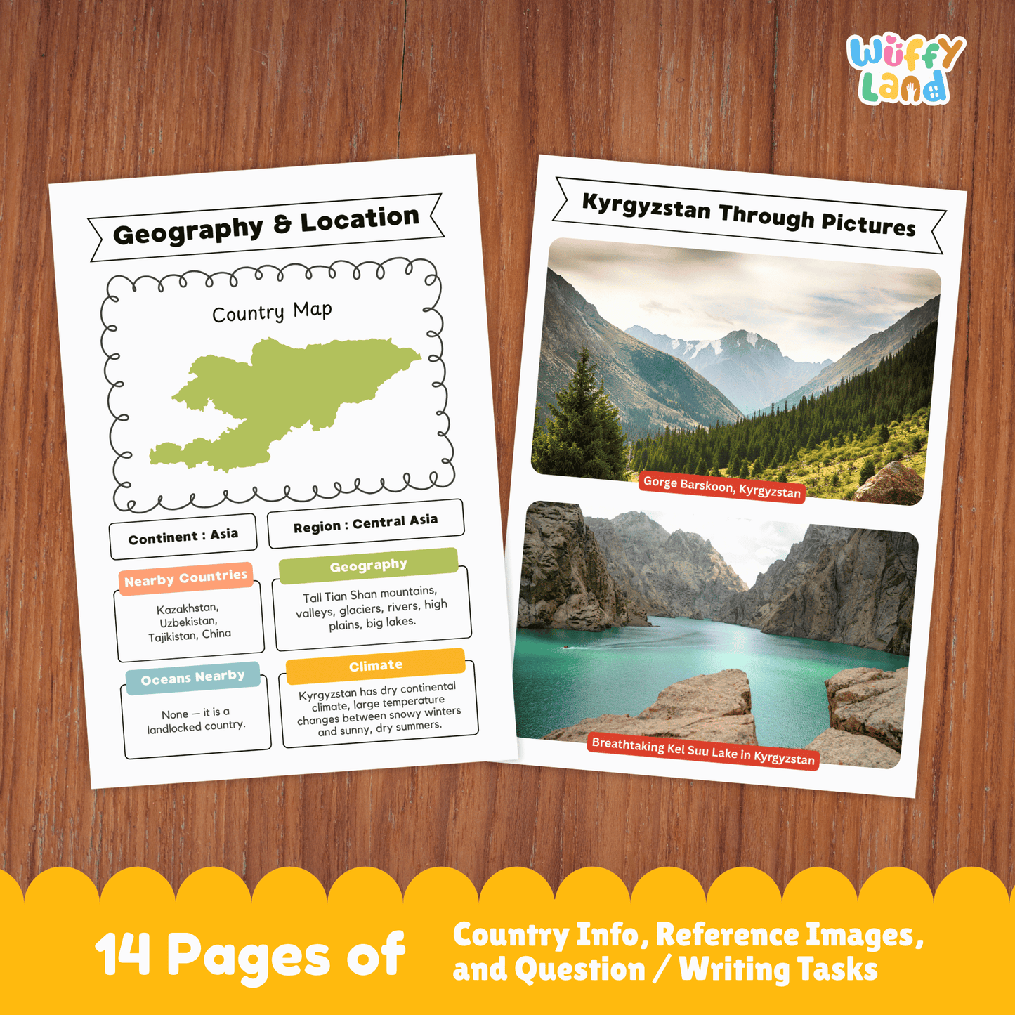 Kyrgyzstan Country Study | Central Asia Geography Research Project & Worksheets