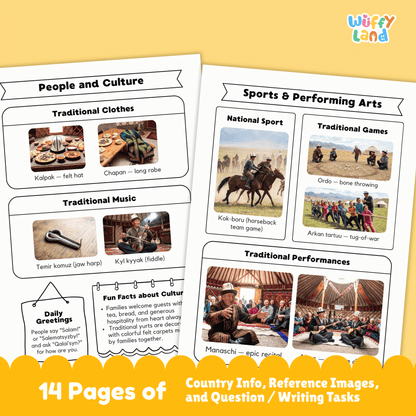 Kyrgyzstan Country Study | Central Asia Geography Research Project & Worksheets
