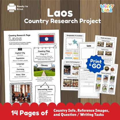 Laos Country Research Project | Geography Social Culture Study Report Template