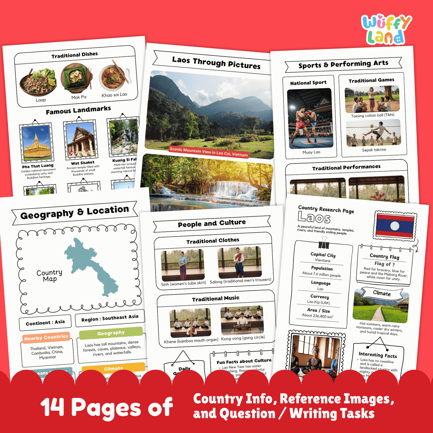 Laos Country Research Project | Geography Social Culture Study Report Template