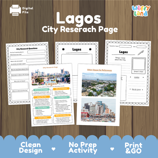 Lagos City Research Project Worksheets and Fact Page Activity