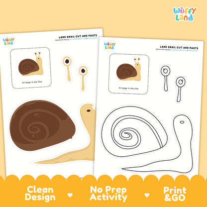 Land Snail Cut and Paste Craft and Coloring Activity Worksheets
